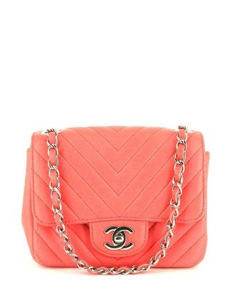 Chanel Timeless mini Chevron Classic Flap shoulder bag - women - Leather - One Size - Pink