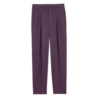 Saint Laurent Tapered Trousers, female, Purple, Size: XS Pantalon Habouta&iuml;