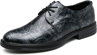 Generic Dress Shoes for Men Lace Up Round Toe Retro Derby Shoes Non Slip Anti-Slip Rubber Sole Slip Resistant Low Top Wedding(Black,5.5 UK)