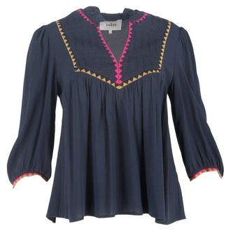 BA&SH Ba&sh Tracy geborduurde top in marineblauwe lyocell