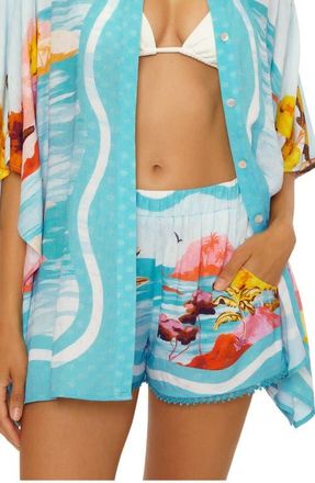 Trina Turk Cyclades Print Cover-Up Shorts in Multi at Nordstrom, Size X-Large