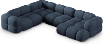 Cosmopolitan Design Sof&aacute; esquinero panor&aacute;mico 5 plazas tejido estructural azul oscuro