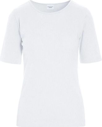Bitte Kai Rand Witte Ribgebreide Blouse - Dames - T-shirts - Wit - M - Katoen - Tops