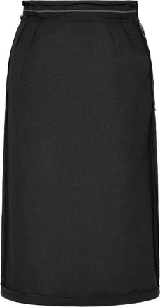 Maison Margiela Black Solid Midi Skirt