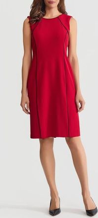 Kasper Piping Sleeveless Sheath Dress in Fire Red/Black at Nordstrom, Size 10