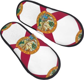 Generic Florida State Flag Men Women House Shoes Fluffy House Slippers Non-Slip Sliders For Bedroom Winter Outdoor M