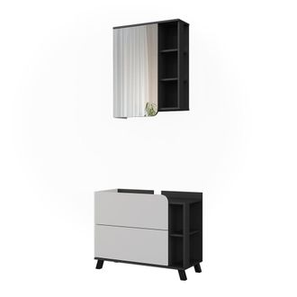 Vicco Conjunto De Muebles De Ba&ntilde;o Karen, Blanco/antracita, 2 Partes, Vicco