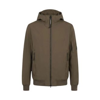 C.P. Company Light Jackets, male, Green, Size: 2XL Shell-R Hooded Lens Jacket