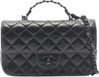 Chanel Pre-owned Matelasse Lamskine 2way Schoudertas - Dames - Vintage Handtas - Zwart - ONE Size - Leer - Vintage