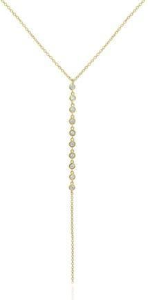 The Lovery Lariat Bezel CZ Necklace in Gold at Nordstrom, Size 17