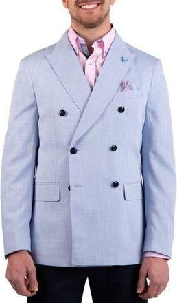 Tailorbyrd Textured Slub Double Breasted Sport Coat in Light Blue at Nordstrom Rack, Size 42 Regular