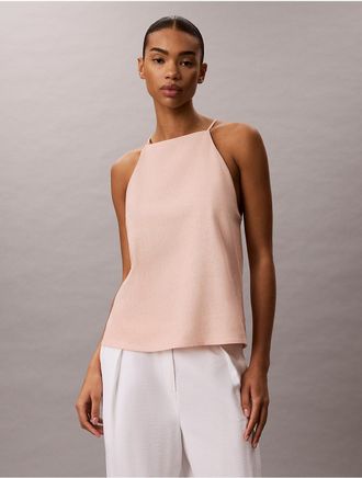 Calvin Klein Jeans Calvin Klein Womens Linen Blend Sleeveless Top - Orange - XS