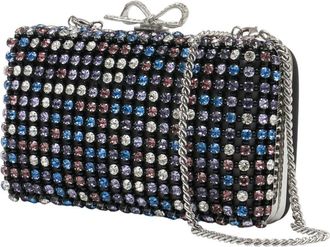 Self Portrait Womens Crystal-Embellished Clutch Black Metal Hardware Crystals