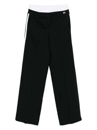 Karl Lagerfeld logo-embroidered double waistband straight trousers - Black