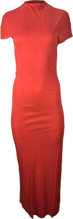 Khaite Yenza Maxi Fitted Maxi Dress in Red Viscose