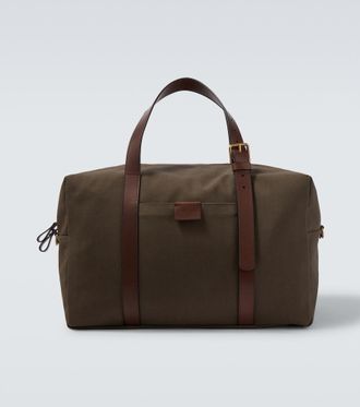 Giorgio Armani Leather-trimmed canvas duffel bag