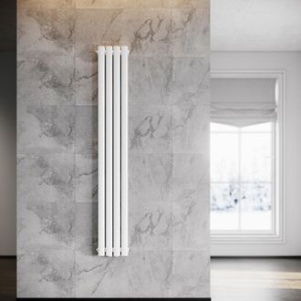 Sonni Sonni - Radiador De Vertical Ovalado Blanco Radiador Centro Conexi&oacute;n Doble Capa 1600x230mm