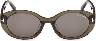 Tom Ford Jasmin 54mm Oval Sunglasses in Transparent Green at Nordstrom