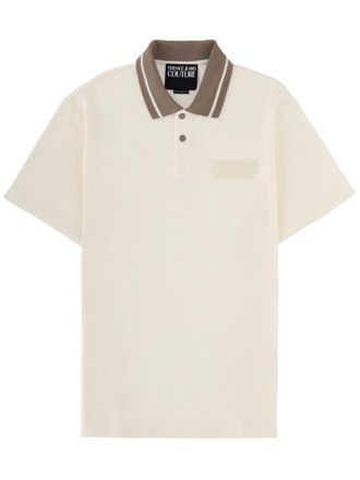 Versace Jeans Couture Neutrals Contrasting Stripes Logo Polo Shirt