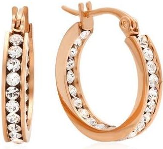 HMY Jewelry Swarovski Crystal Embellished Hoop Earrings in Rose at Nordstrom Rack