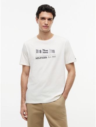 Tommy Hilfiger Mens Hilfiger Multi-Flag Logo T-Shirt - White - XXXL
