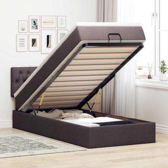 vidaXL Cama Otomana Con Colch&oacute;n Marr&oacute;n Oscuro 100x200 Cm Tela Vidaxl