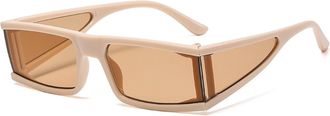 Generic Small Frame Mens And Womens Square Sunglasses Vacation Party Commuter Sun Glasses(Beige)