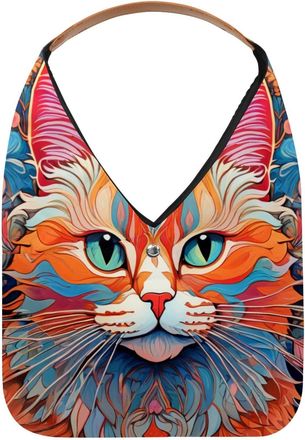 Generic Color Drawing Cat Reusable Lightweight Grocery Bags - Foldable Into Compact Pouch, Washable & Sturdy, Multipurpose for Shopping and Travel