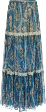 Etro Blue Silk Mini Womens Skirt