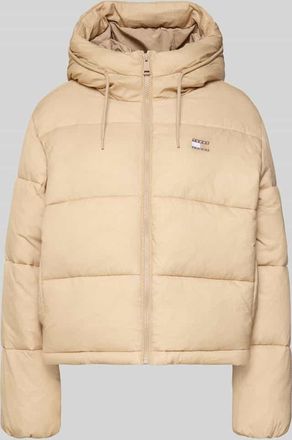 Tommy Jeans Regular Fit Steppjacke mit Kapuze in Taupe, Größe XL