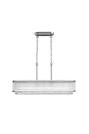 Netlighting Antigua 7 Light Oblong Chrome Crystal Bar Pendant Ceiling Light in Grey