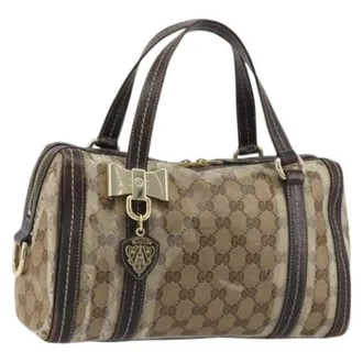 Gucci Vintage, unisex, Beige, ONE Size, Leer, Pre-owned Vintage GG Canvas Hand Bag