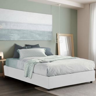 Talamo Italia Talamo Italia - Cama Matrimonial Azzurra, Cama Contenedor Con Revestimiento De Tela, 100% Made In Italy, Apertura Frontal, Adecuado Para Colch&oacute;n Cm 14