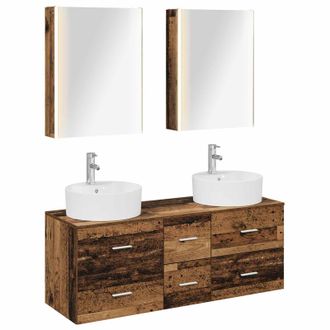 vidaXL Juego De Muebles De Ba&ntilde;o 5 Pcs Madera Envejecida Vidaxl