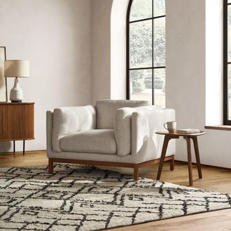 Castlery Beige Armchair, Walnut Leg | Owen by Castlery, Ergonomic, Comfortable