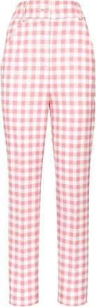Philipp Plein Vichy Office Broeken - Dames - Slim Fit Broeken - Roze - L - Leer - Broeken