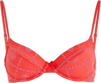Damson Madder eyelet-embroidered ribbon-detail bikini top - women - Polyamide/Elastane/Polyester/Elastane - 16