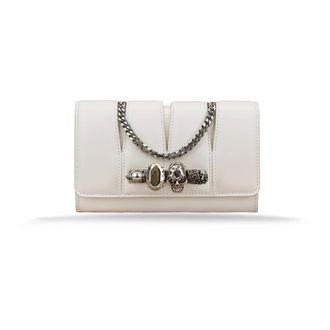 Alexander McQueen Alexander McQueen, Shoulder Bags, female, White, Size: ONE SIZE Quilted Leather Shoulder Bag with Skull Detailing