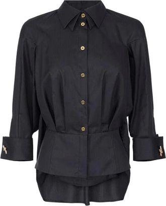 Elisabetta Franchi Dames, Blouses & Shirts, Zwart, Maat: XS Katoen