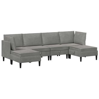 vidaXL Set Di Mobili Per Il Soggiorno 6 Pz Grigio Chiaro Velluto Vidaxl