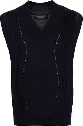 Viktor & Rolf cable-knit V-neck vest - men - Cotton/Acrylic - S - Blue