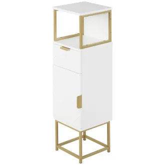 Kleankin Mobile Bagno Con Armadietto, Cassetto E Ripiano In Legno E Metallo - Kleankin