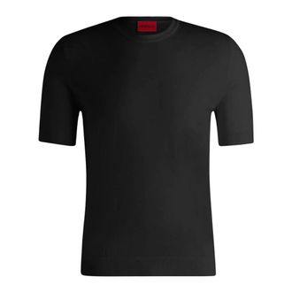 HUGO BOSS Hugo, Round-neck Knitwear, male, Black, Size: M Viscose-blend Sweater