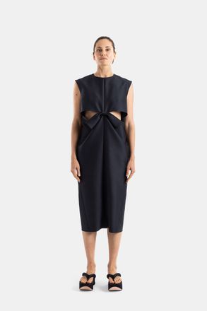 Balenciaga Womens Black Cocoon Bow Dress