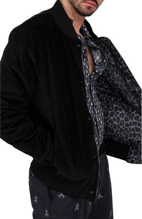 Lords of Harlech Don Velvet Reversible Bomber Jacket in Black at Nordstrom, Size Medium
