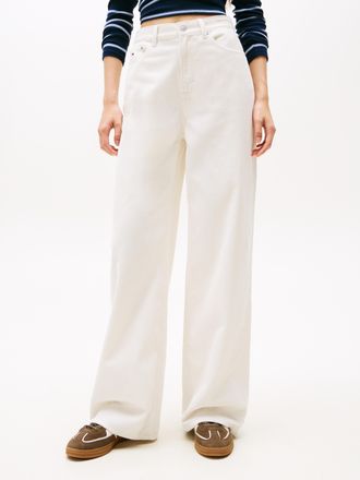 Tommy Jeans Cordhose TOMMY JEANS TJW CLAIRE HR WIDE CORD, Damen, Gr. 25, L&auml;nge 32, ancient wei&szlig;, Cord, Obermaterial: 100% Baumwolle, unifarben, l&auml;ssig geschnitten