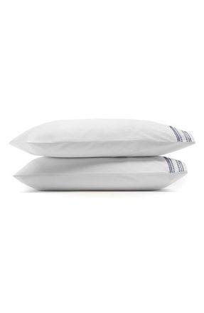 Boll & Branch Signature Ladder Stitch Set of 2 Organic Cotton Pillowcases in White/Mineral at Nordstrom, Size Standard
