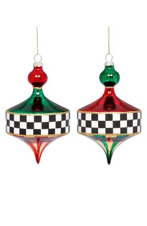 Mark Roberts Diamond Check Finial Ornament, Set of 6 in Green at Nordstrom