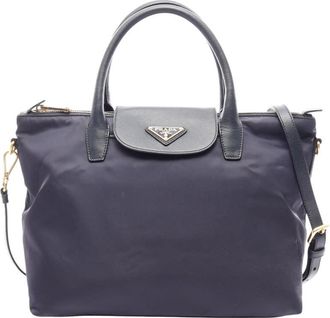 Prada Pre-owned Prada Saffiano Trimmed Tessuto Satchel Ladies KTUJLF7ZGQHPL4U0