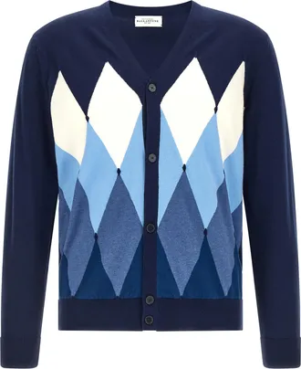 Ballantyne Blue Cotton Mens Cardigan